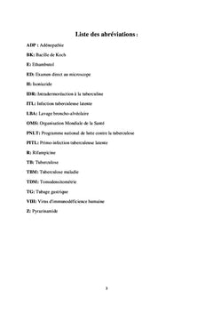 Dépistage de la tuberculose chez les enfants contacts:
