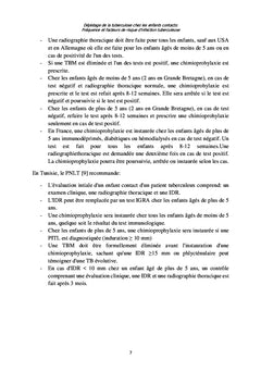 Dépistage de la tuberculose chez les enfants contacts: