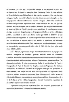 Approvisionnement en eau dans les quartiers précaires de Yopougon