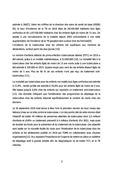 DÉPISTAGE DE LA TUBERCULOSE CHEZ LES ENFANTS CONTACTS
