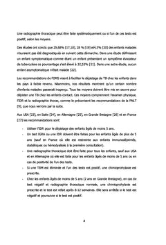 DÉPISTAGE DE LA TUBERCULOSE CHEZ LES ENFANTS CONTACTS