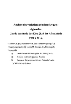 Analyse des variations pluviométriques régionales