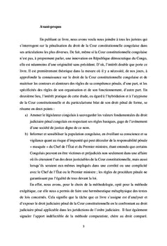 Le particularisme de la procédure pénale devant la Cour constitutionnelle congolaise