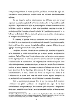 Le particularisme de la procédure pénale devant la Cour constitutionnelle congolaise