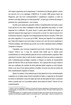 Le particularisme de la procédure pénale devant la Cour constitutionnelle congolaise