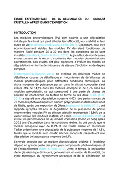 Étude de la dégradation des modules PV en silicium cristallin