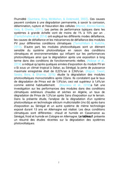 Étude de la dégradation des modules PV en silicium cristallin