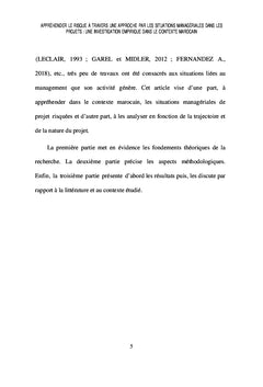 Situations managériales et risque en contexte de projet