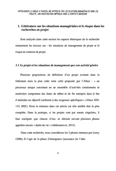 Situations managériales et risque en contexte de projet