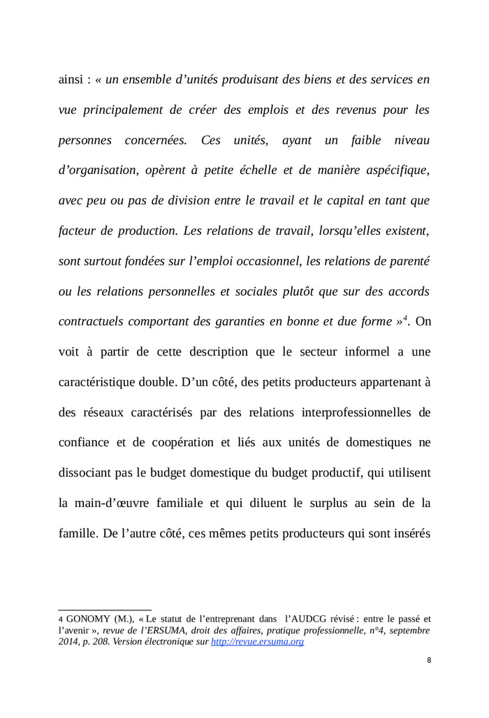 Le statut de l'entreprenant de l'OHADA
