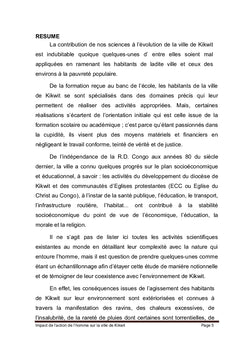 Impact de l'action de l'homme sur la ville de Kikwit et ses environs