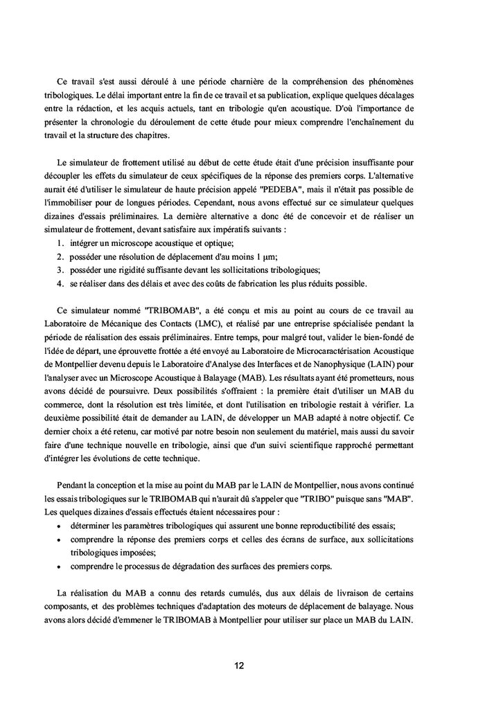Apport de la microcaractérisation acoustique à la tribologie