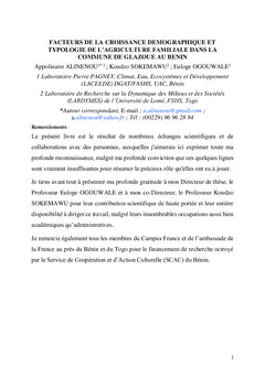 Croissance demographique et evolution de l'agriculture