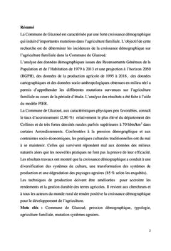 Croissance demographique et evolution de l'agriculture