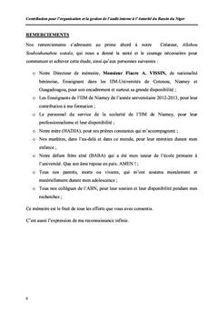 Une contribution pour l'organisation et la gestion de l'audit interne