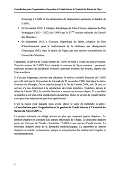 Une contribution pour l'organisation et la gestion de l'audit interne