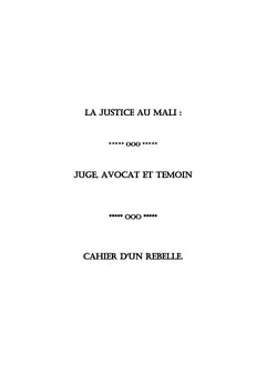 Justice au Mali : Juge, Avocat et Témoin
