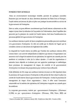 Audit interne: un dispositif au service de gouvernance d'entreprise