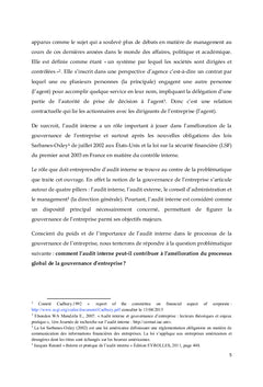 Audit interne: un dispositif au service de gouvernance d'entreprise