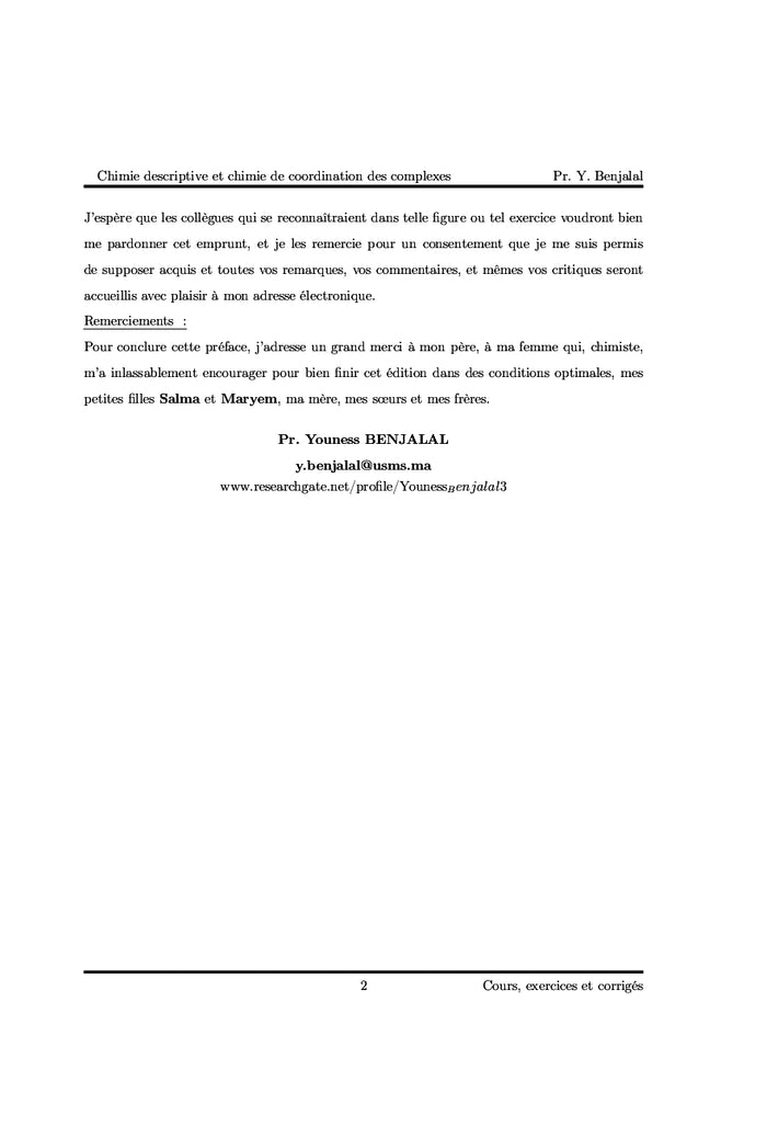 Chimie descriptive et chimie de coordination des complexes