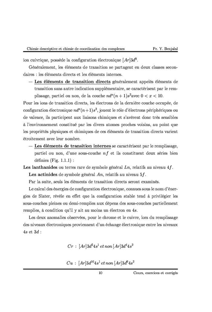 Chimie descriptive et chimie de coordination des complexes