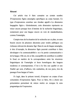 Les expressions figées amazighes propres au corps humain