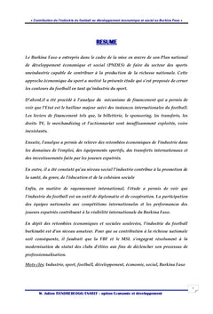 La contribution du football au développement économique et social