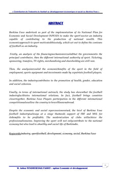 La contribution du football au développement économique et social