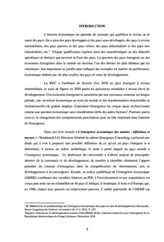 LES PERFORMANCES MACROECONOMIQUES NATIONALES ET L'EMERGENCE DE LA RDC