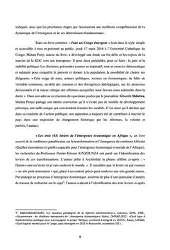 LES PERFORMANCES MACROECONOMIQUES NATIONALES ET L'EMERGENCE DE LA RDC