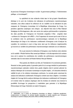 LES PERFORMANCES MACROECONOMIQUES NATIONALES ET L'EMERGENCE DE LA RDC