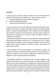 Approches analytiques de l'environnement des organisations
