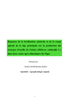 Réponse de fertilisation minérale sur le paramètre agro-morphologique