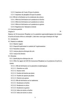 Réponse de fertilisation minérale sur le paramètre agro-morphologique