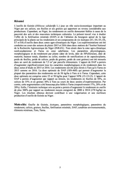 Réponse de fertilisation minérale sur le paramètre agro-morphologique