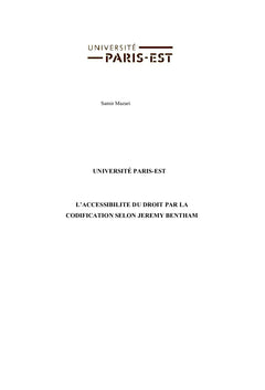 L'accessibilité du droit par la codification selon Jeremy Bentham