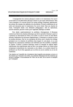 Situations didactiques en sciences physiques