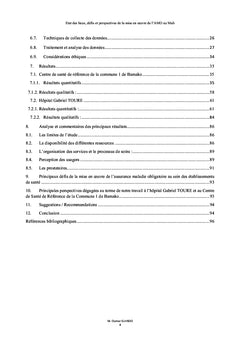 Etat des lieux de la mise en oeuvre de l'AMO au Mali