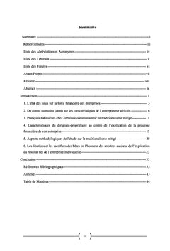 Traditionalisme et record financier des entreprises individuelles