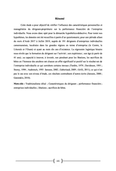 Traditionalisme et record financier des entreprises individuelles