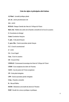 REflexion sur la lEgislation pEnale sEnEgalaise