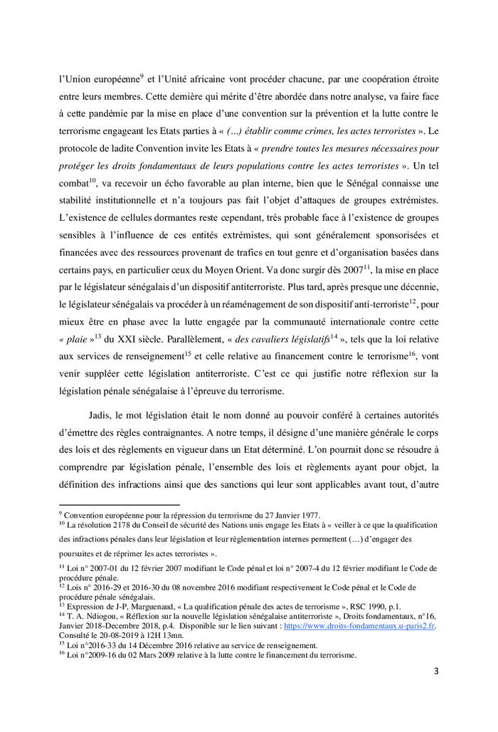 REflexion sur la lEgislation pEnale sEnEgalaise