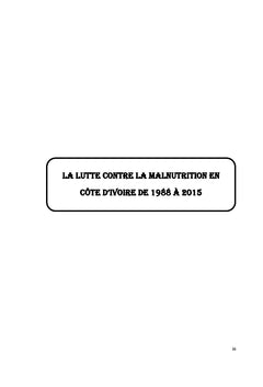 La lutte contre la malnutrition en COte d'Ivoire