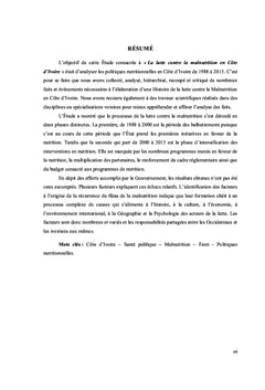 La lutte contre la malnutrition en COte d'Ivoire