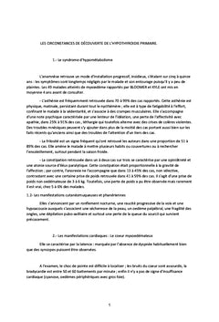 Circonstances / Lit du malade & DEcouverte de l'hypothyroïdie primaire