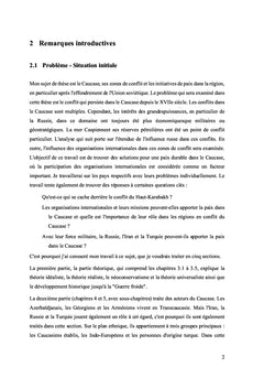 Conflits dans le Caucase et initiatives de paix
