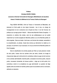 Manuel du droit congolais : Les marchés publics en République Démocratique du Congo