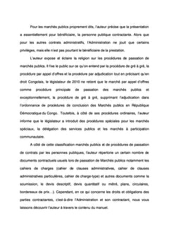 Manuel du droit congolais : Les marchés publics en République Démocratique du Congo