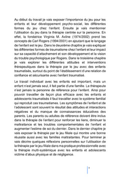 La thérapie par le jeu avec les enfants traumatisés et leurs familles