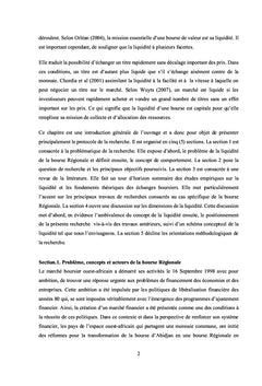 Liquidité de la Bourse Régionale des Valeurs Mobilières